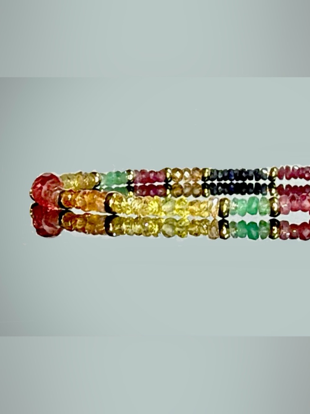 “RARE “ Multi-Colored Sapphire, Padparadscha Focal Bracelet in 14kt Gold Vermeil - Picture 5 of 11